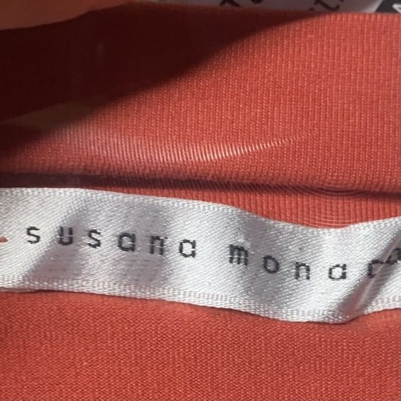 Susana Monaco Miniskirt Orange Short Skirt  XS S Small Elastic Waist Tie Casual - Picture 2 of 3